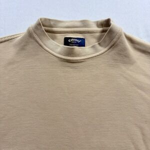 Callaway Golf Sweater Mens Large Tan Silk Cotton Ribbed Pullover Crew Neck L